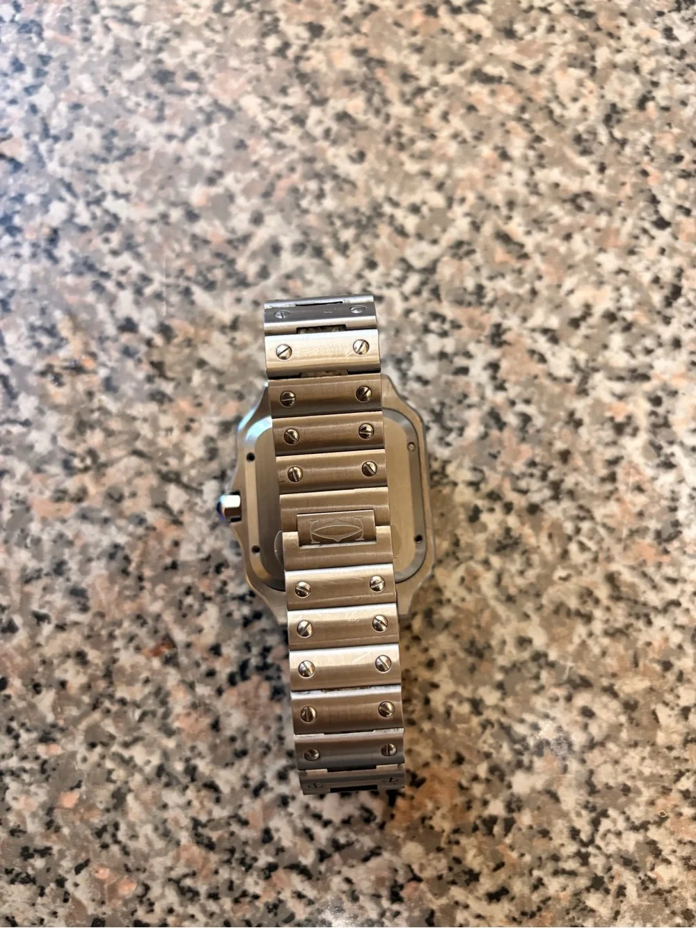 Cartier Santos Two-Tone Stainless Steel Watch with Black Dial